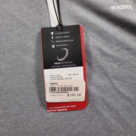 Zero Restriction 1/4 Zip Vest Mens Medium‎ Performance Golf Grey Heather - Picture 7 of 12
